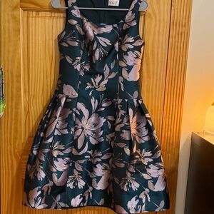 Eliza J Floral Dress in Teal and Pink